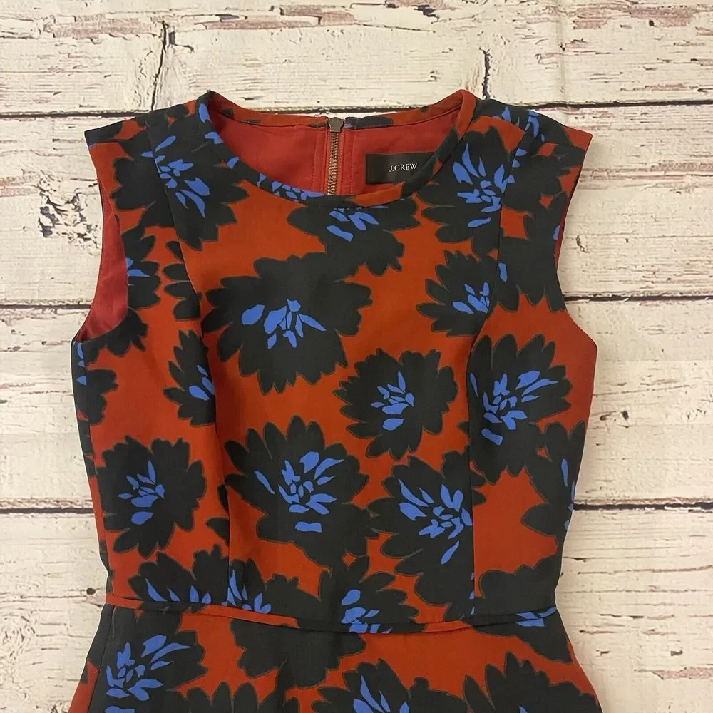 JCrew Firework Floral Red Dress Fit Flare Size 0‎ Women's